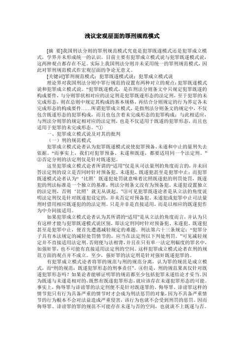 浅议宏观层面的罪刑规范模式