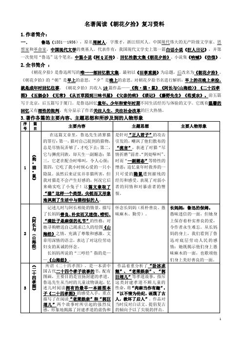 名著阅读《朝花夕拾》知识梳理