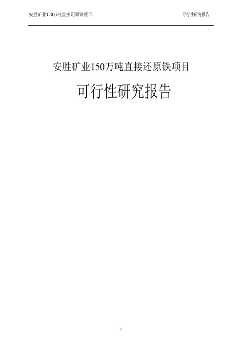 安胜矿业150万吨直接还原铁项目可行性研究报告