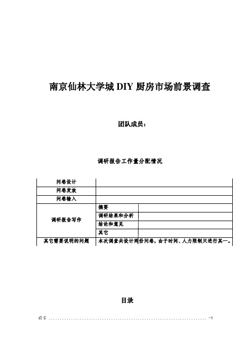 南京仙林大学城DIY厨房市场前景调查报告