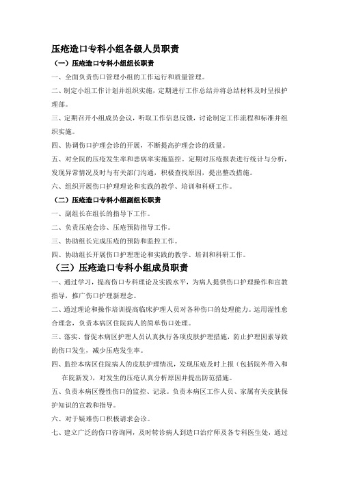 压疮造口专科小组各级人员职责