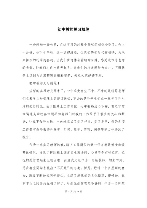 初中教师见习随笔