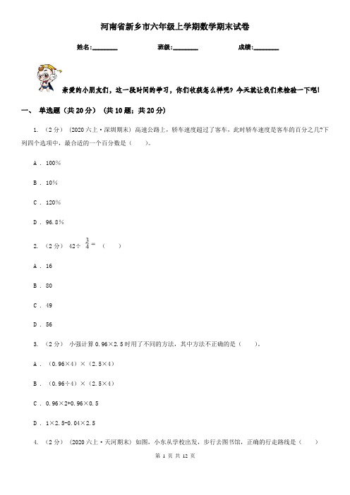 河南省新乡市六年级上学期数学期末试卷