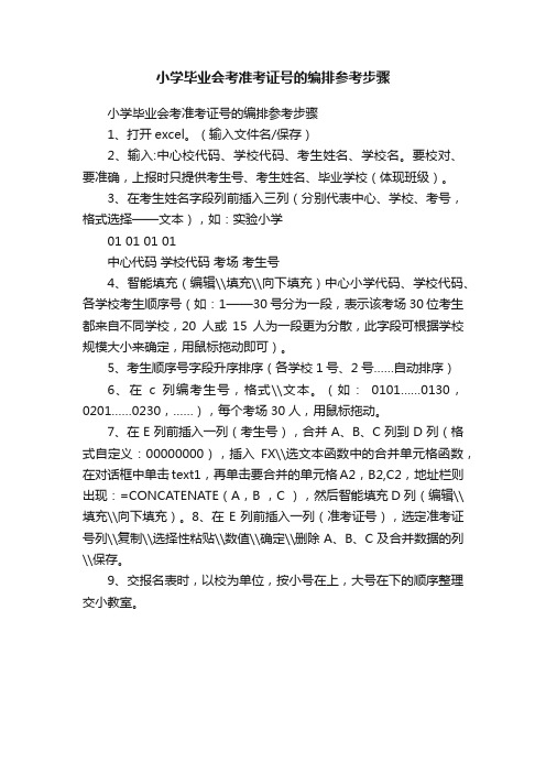 小学毕业会考准考证号的编排参考步骤