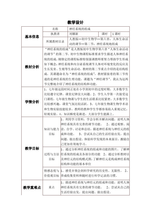 教学设计与反思 神经系统的组成