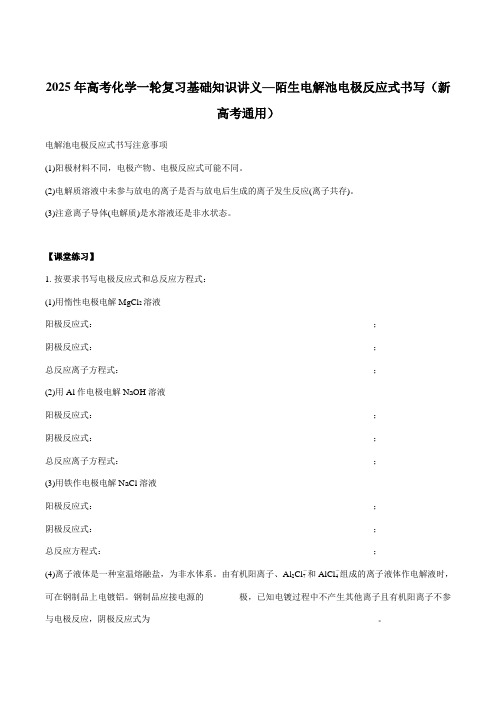 2025年高考化学一轮复习基础知识讲义—陌生电解池电极反应式书写(新高考通用)