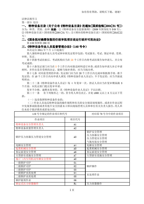 特种设备法律法规学习笔记