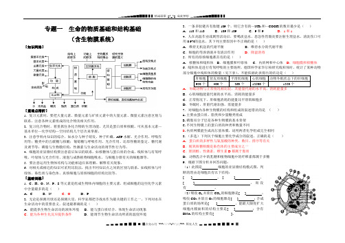 高三生物二轮复习 专题一 生命的物质基础和结构基础