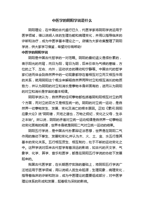 中医学的阴阳学说是什么