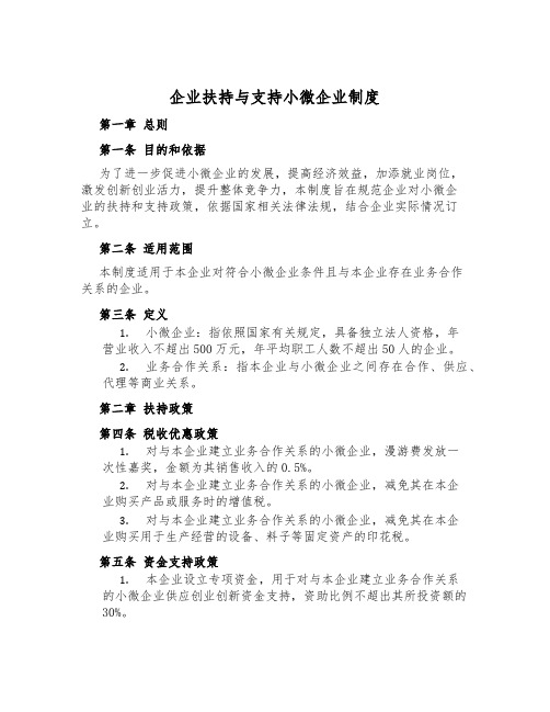 企业扶持与支持小微企业制度