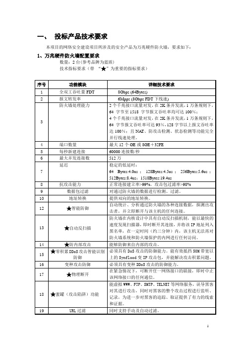 万兆防火墙招标技术参数(新版)