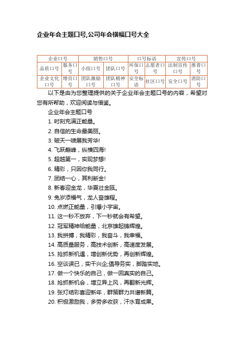 企业年会主题口号,公司年会横幅口号大全