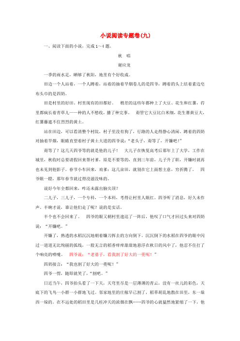 【课堂新坐标】(教师用书)高中语文 小说阅读专题卷(九)苏教版选修《红楼梦 选读》