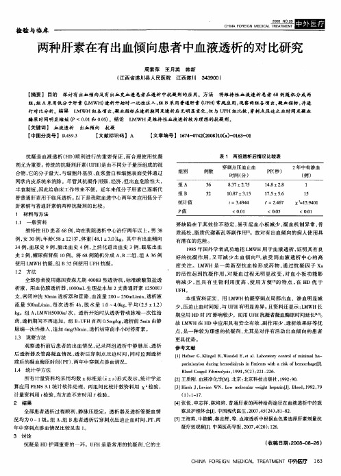 两种肝素在有出血倾向患者中血液透析的对比研究