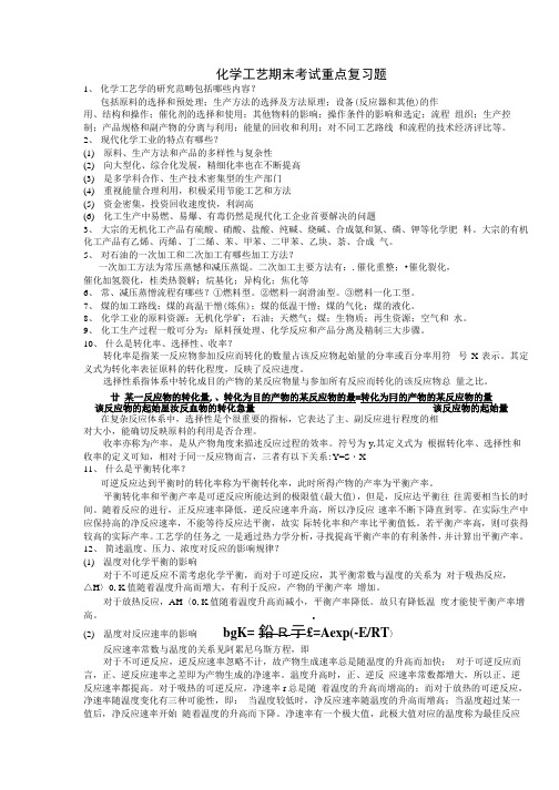 化学工艺期末考试重点复习总结题.docx