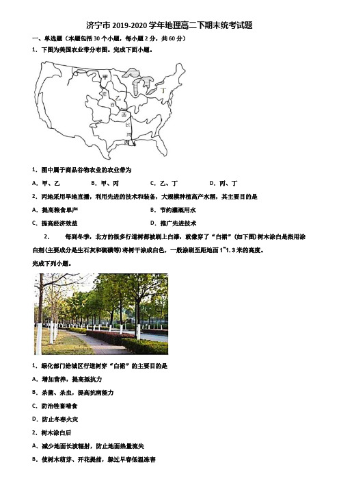 济宁市2019-2020学年地理高二下期末统考试题含解析