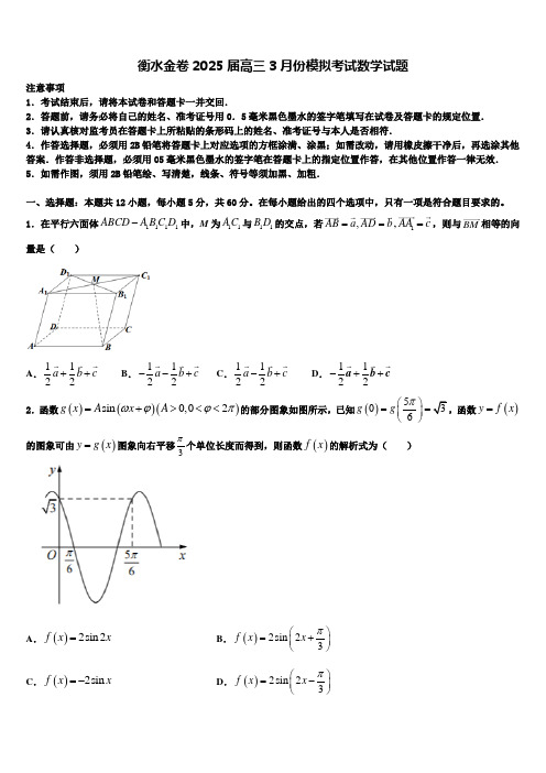 衡水金卷2025届高三3月份模拟考试数学试题含解析