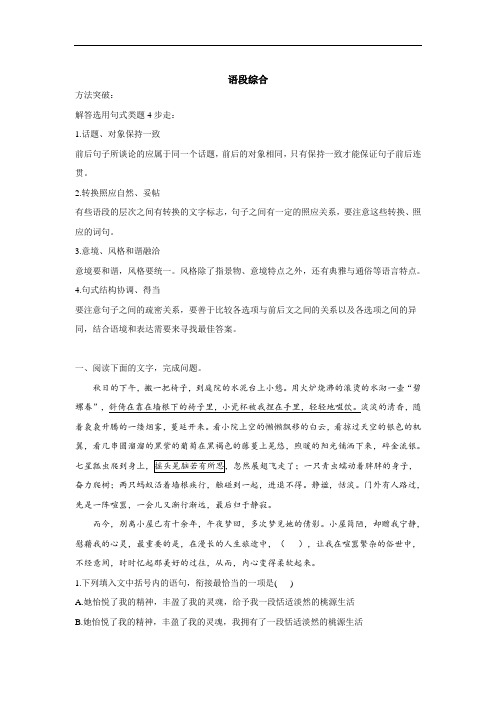 语段综合_高考语文一轮复习考点易错题提升练