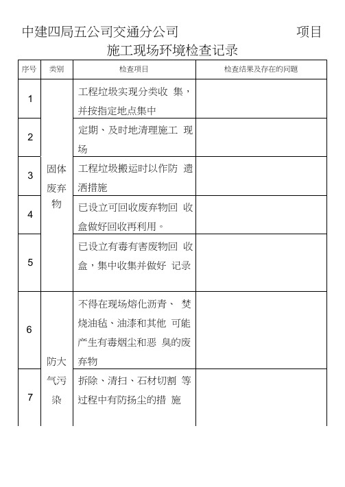 施工现场环境检查记录