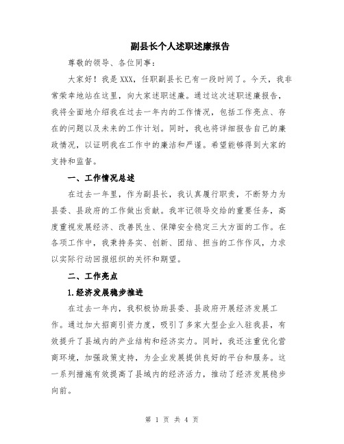 副县长个人述职述廉报告