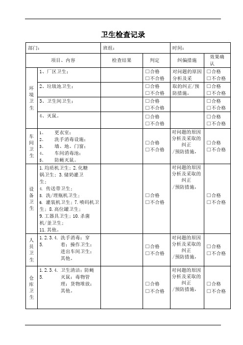 卫生检查记录表