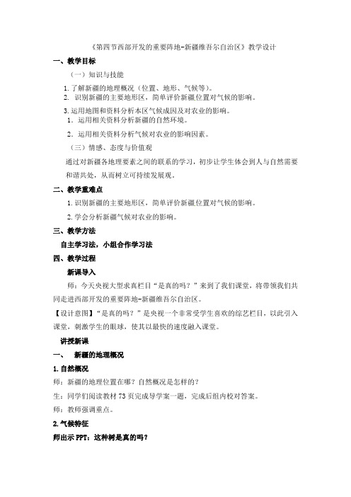 人教版八年级地理下册《六章 认识省级区域  第四节 西部开发的重要阵地——新疆维吾尔自治区》教案_11