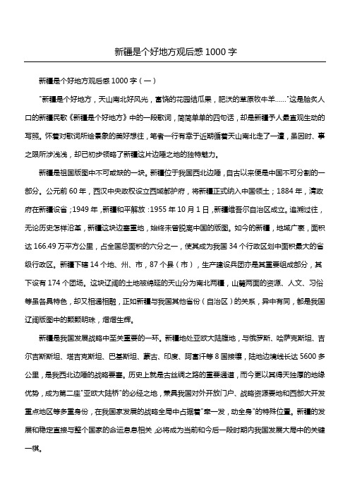 新疆是个好地方观后感1000字