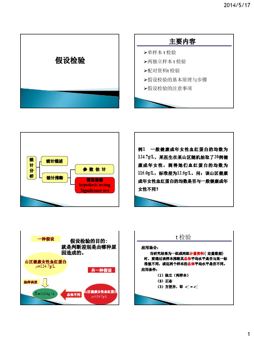 卫生统计学第六章-t检验与假设检验的基本思想