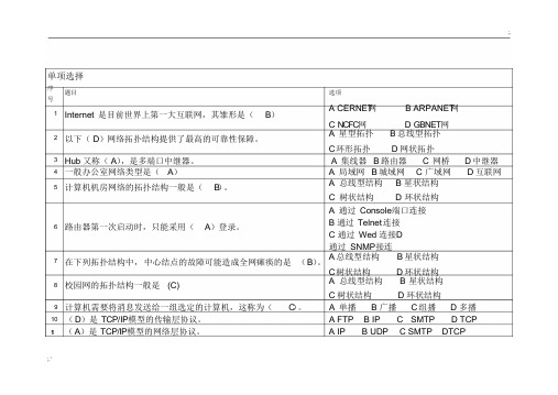 《计算机网络技术》题库—单项选择题