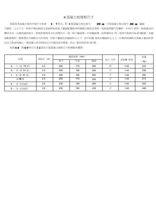 混凝土枕规格尺寸