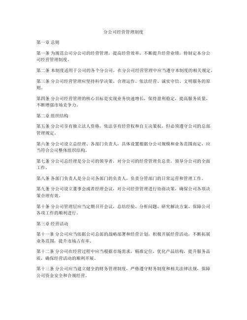 分公司经营管理制度