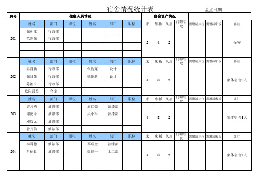 宿舍登记表