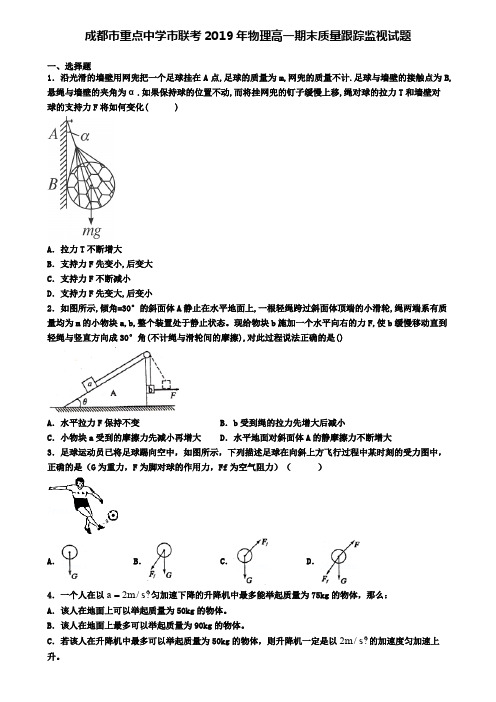 成都市重点中学市联考2019年物理高一期末质量跟踪监视试题