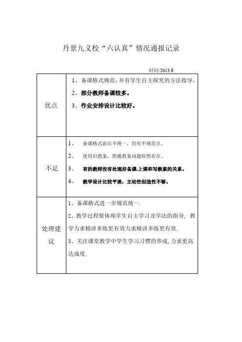 六认真检查通报表