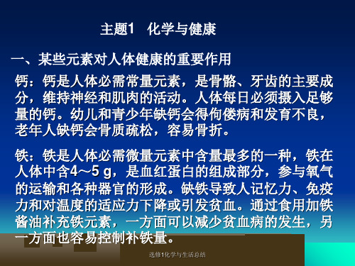 选修1化学与生活总结课件