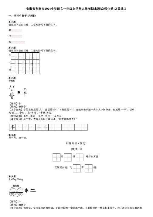 安徽省芜湖市2024小学语文一年级上学期人教版期末测试(强化卷)巩固练习