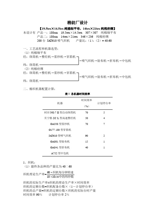 棉纺厂设计(织)