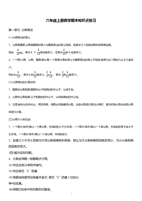 人教版数学六年级上册《期末复习知识点总结》