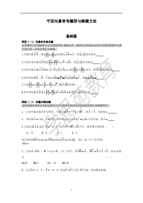 平面向量产考题型总结