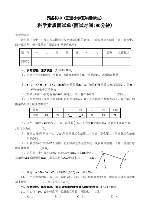 绵阳东辰国际学校08预试 2