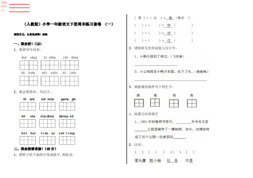 (人教版)小学一年级语文下册周末练习套卷 (一)