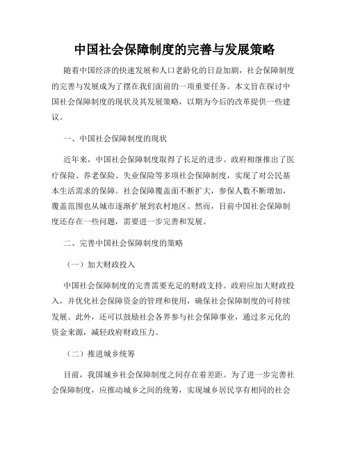 中国社会保障制度的完善与发展策略