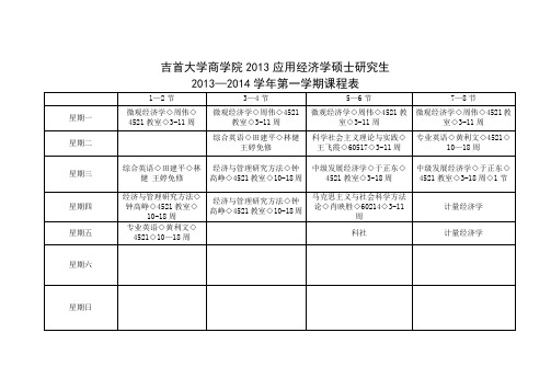 2013级研究生各专业课表应用经济学