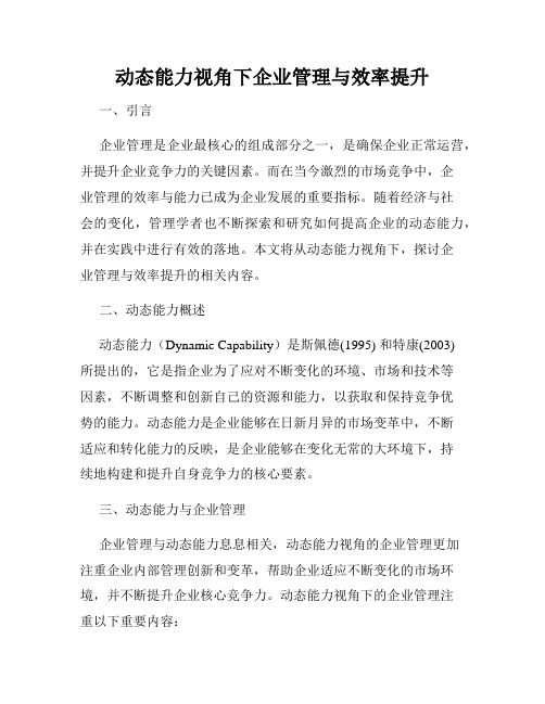 动态能力视角下企业管理与效率提升