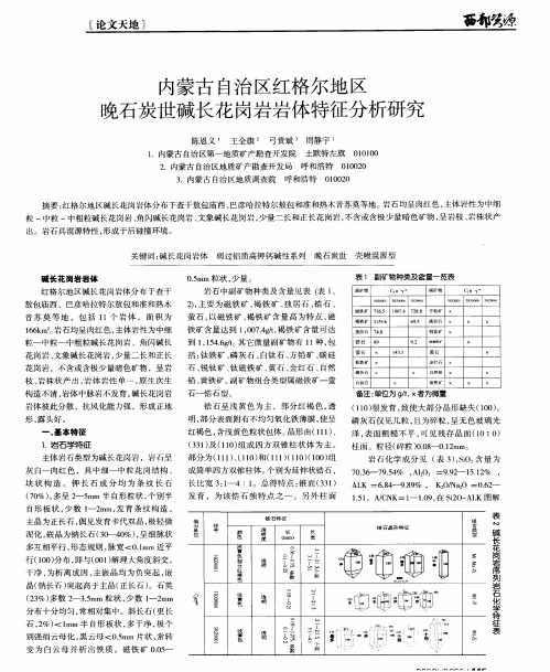 内蒙古自治区红格尔地区晚石炭世碱长花岗岩岩体特征分析研究