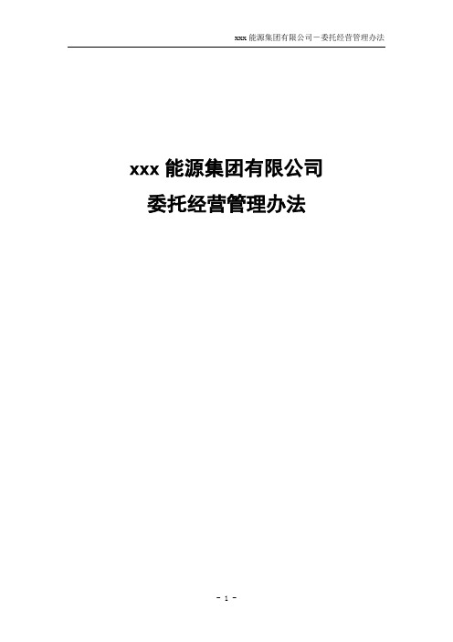 能源集团有限公司委托经营管理办法