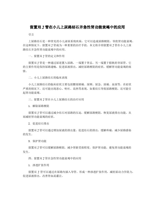 留置双J管在小儿上尿路结石并急性肾功能衰竭中的应用