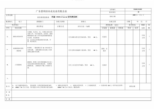 电工绩效考核表