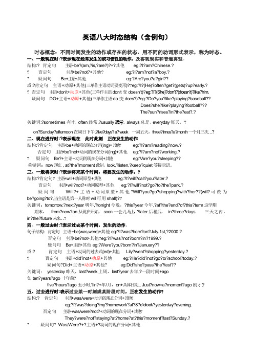 英语八大时态结构