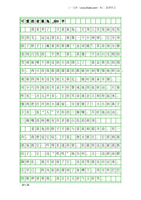 初二叙事作文:可爱的老鼠兔_800字